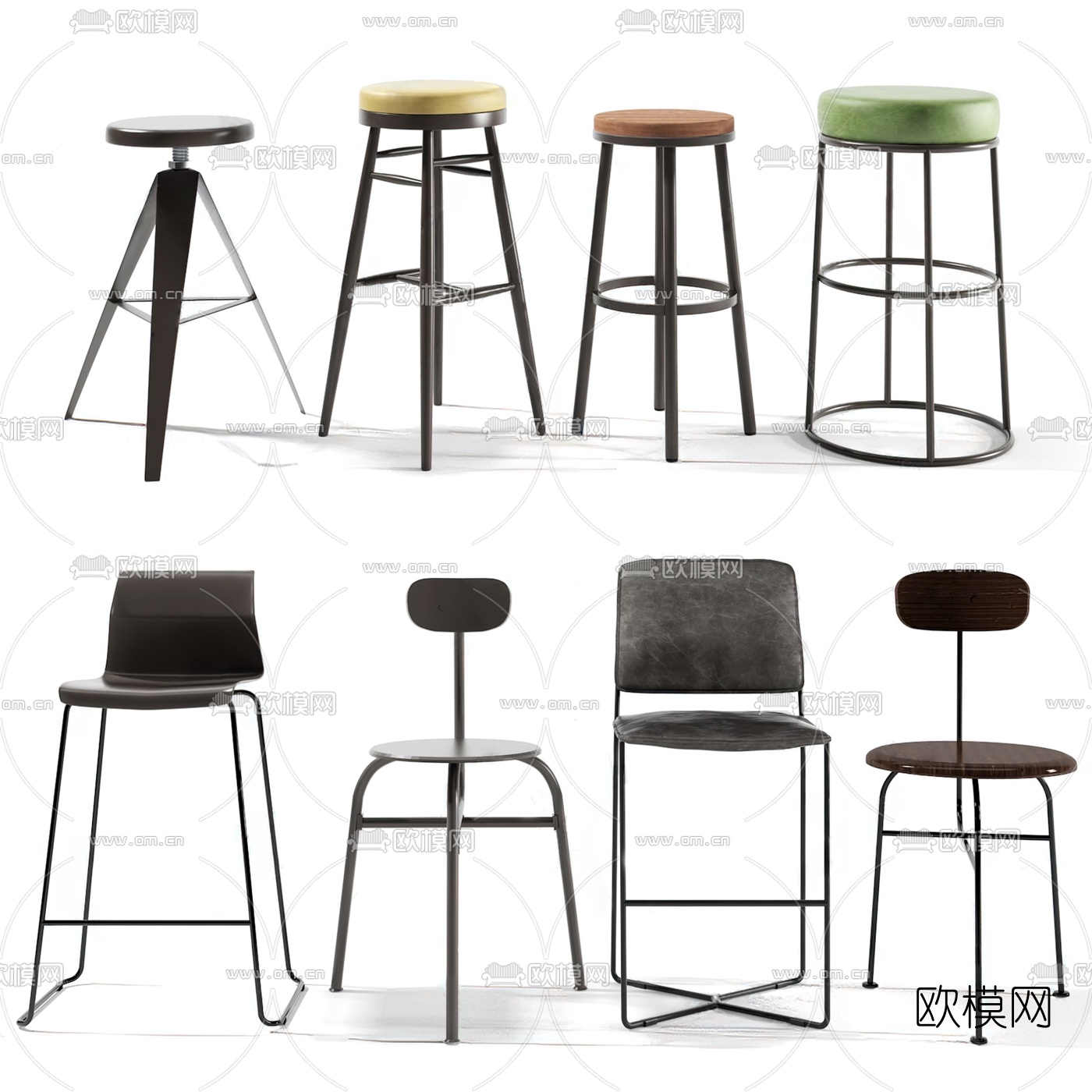 工业风吧椅3d模型下载
