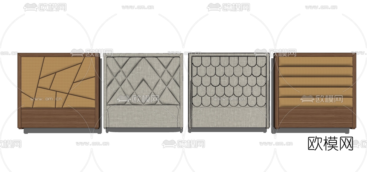 现代软包组合su模型下载