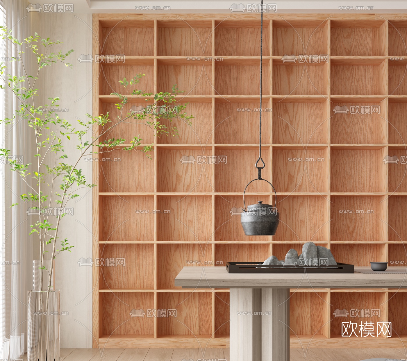 新中式茶室3d模型下载（渲染图3）