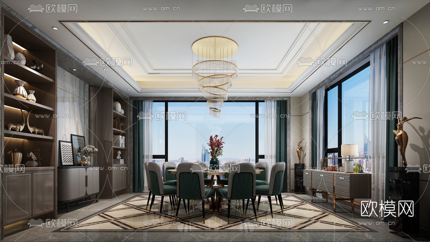 后现代轻奢餐厅3d模型