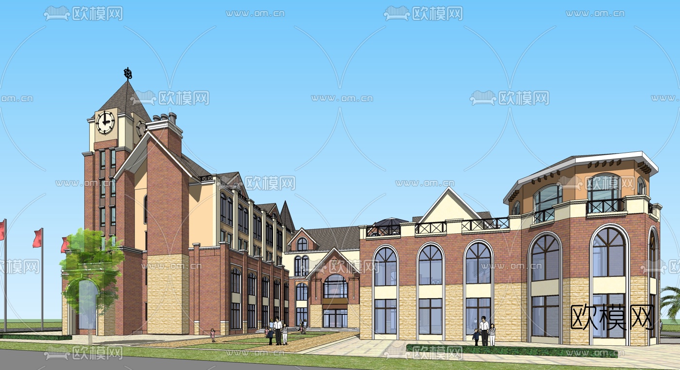 欧式幼儿园su模型下载（渲染图3）