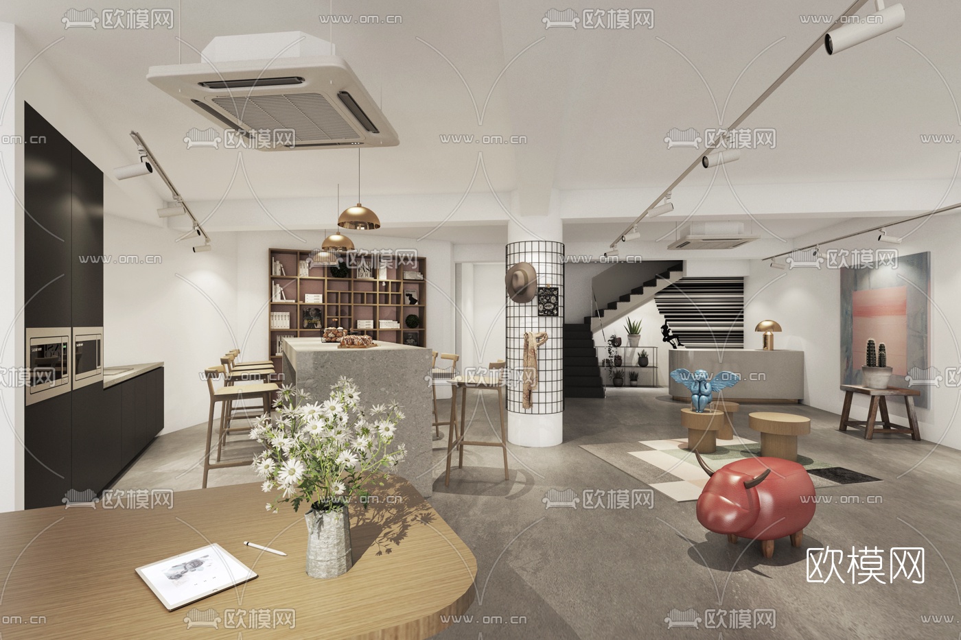 现代创意烘培店3d模型下载