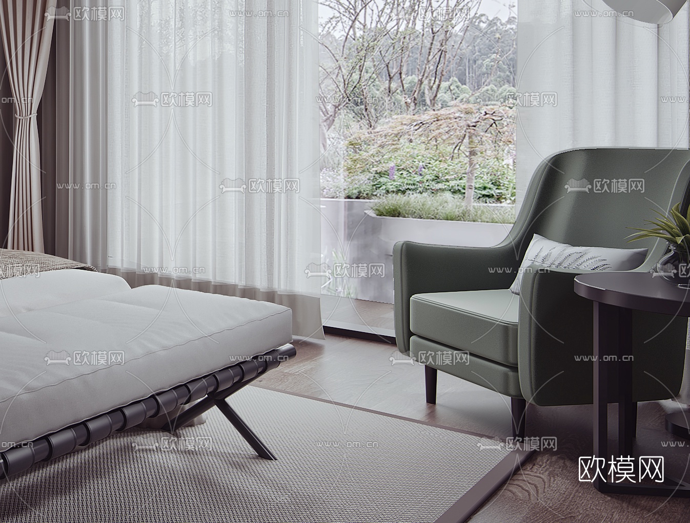 元禾大千新作 现代卧室3D模型下载（渲染图3）