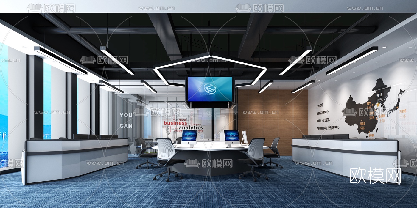 现代监控指挥中心3d模型下载