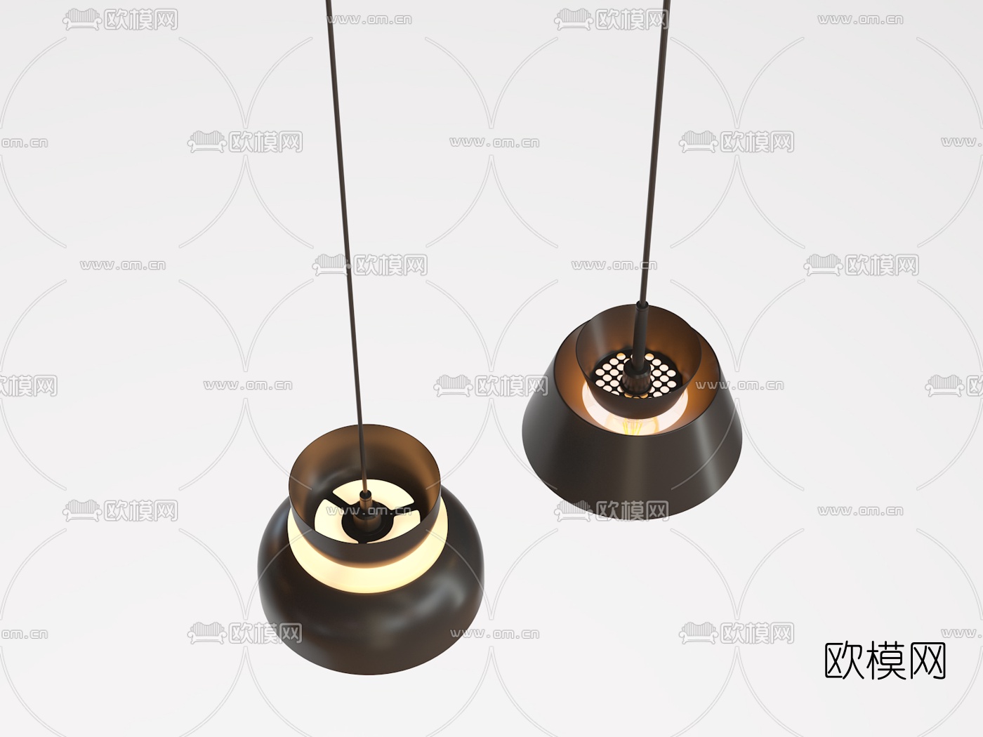 工业风金属吊灯组合3d模型