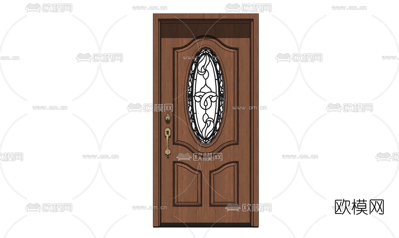 欧式实木平开门免费su模型下载