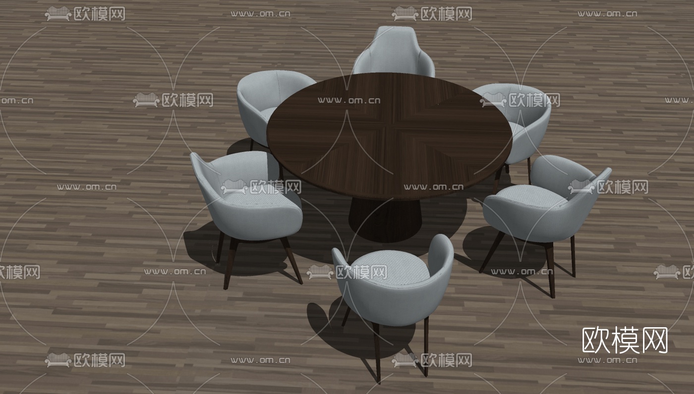 北欧餐桌椅免费su模型下载（渲染图2）