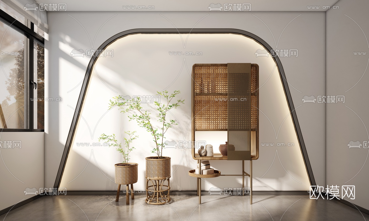 北欧编织储物柜3d模型下载（渲染图2）