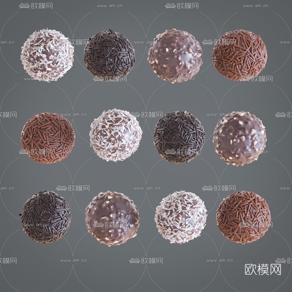 现代巧克力蛋糕食品组合3d模型