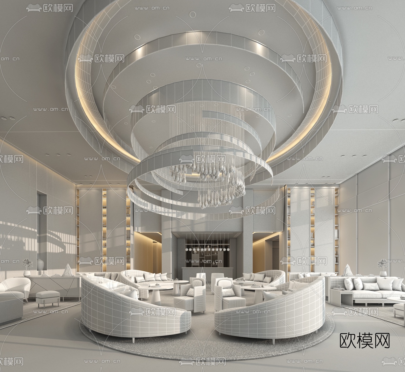 YLH设计现代售楼处3d模型下载（渲染图2）