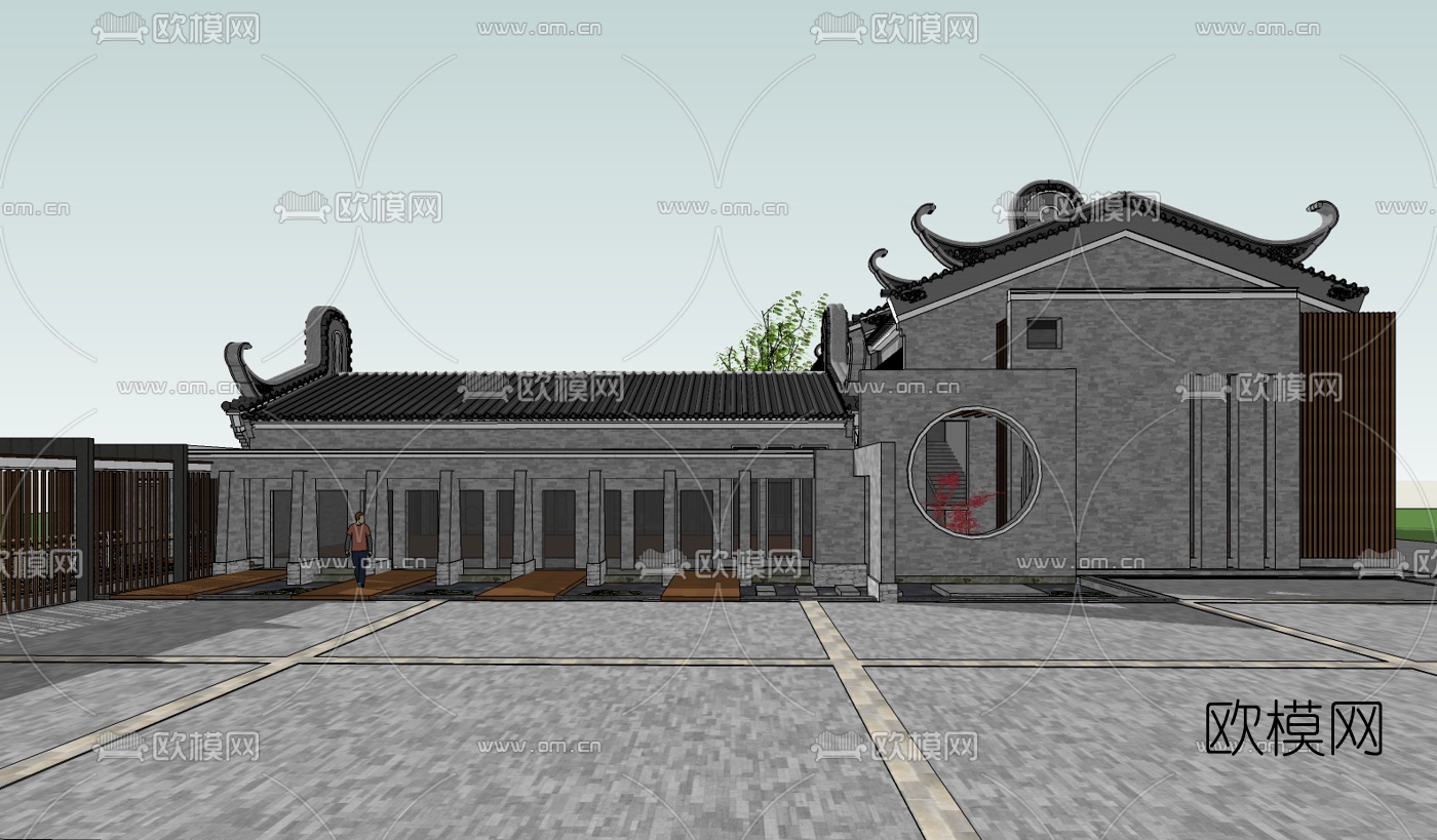 中式庭院su模型下载（渲染图4）