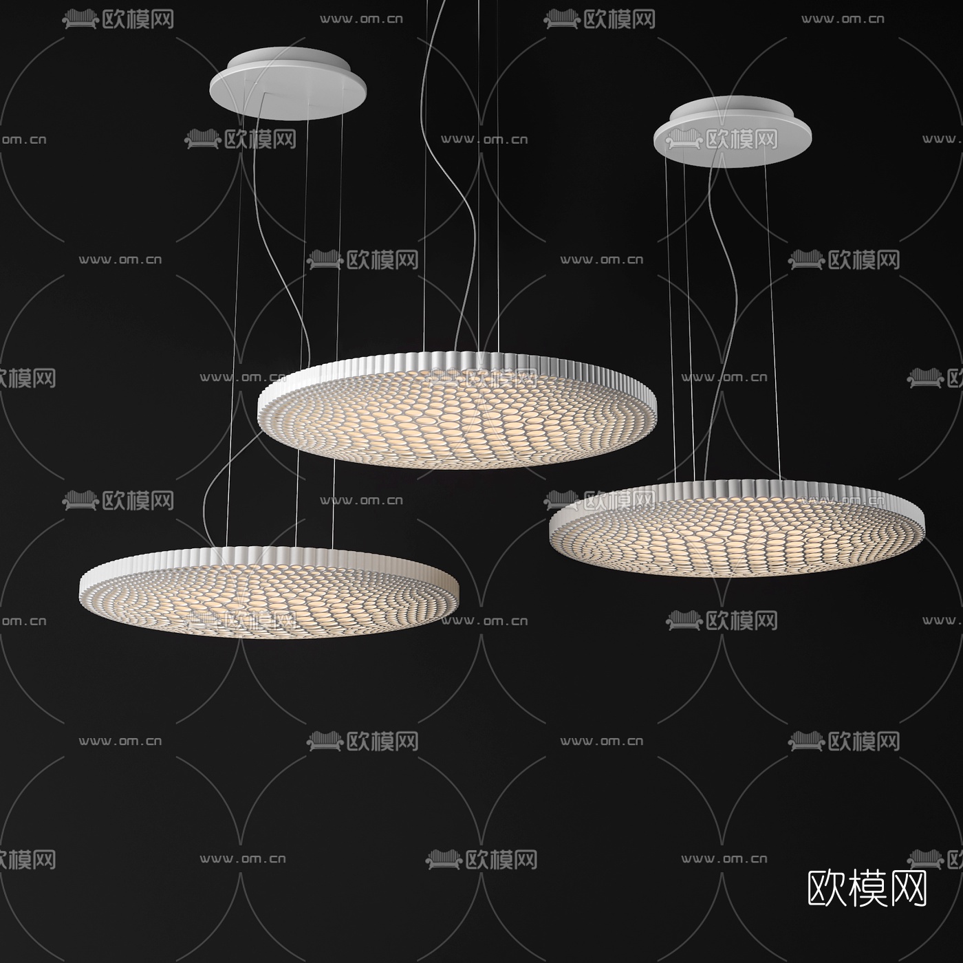 现代蜂窝吊灯3d模型下载（渲染图1）