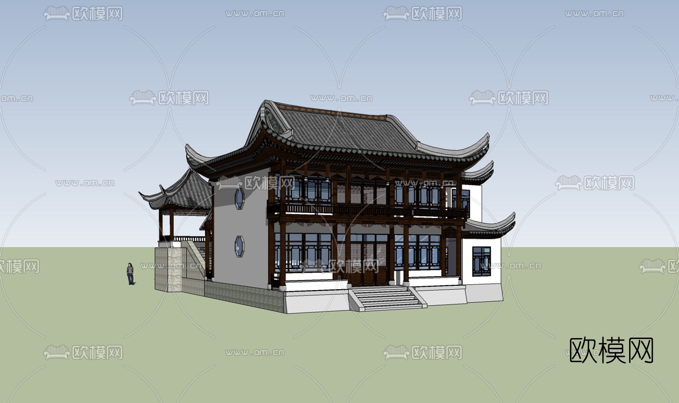 中式民俗客栈su模型下载（渲染图2）