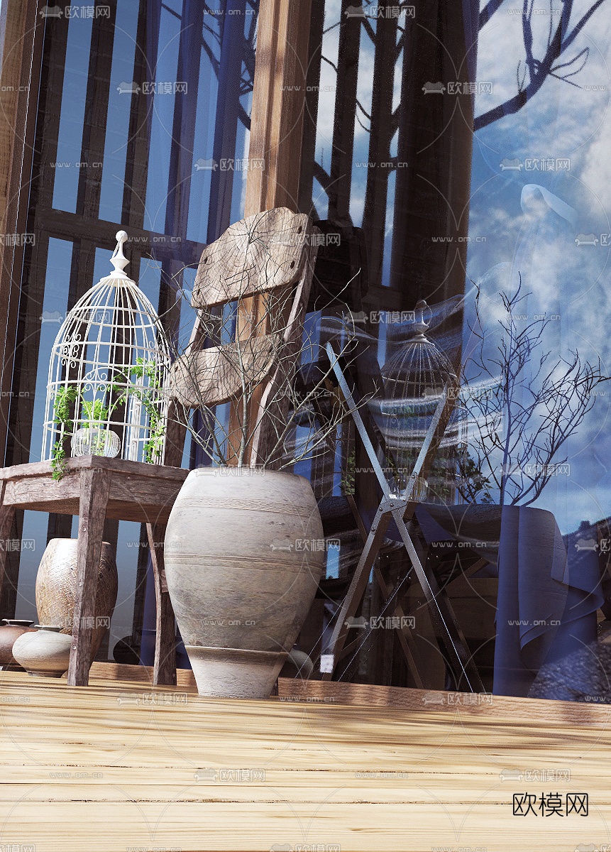 自然风原木单椅3d模型下载