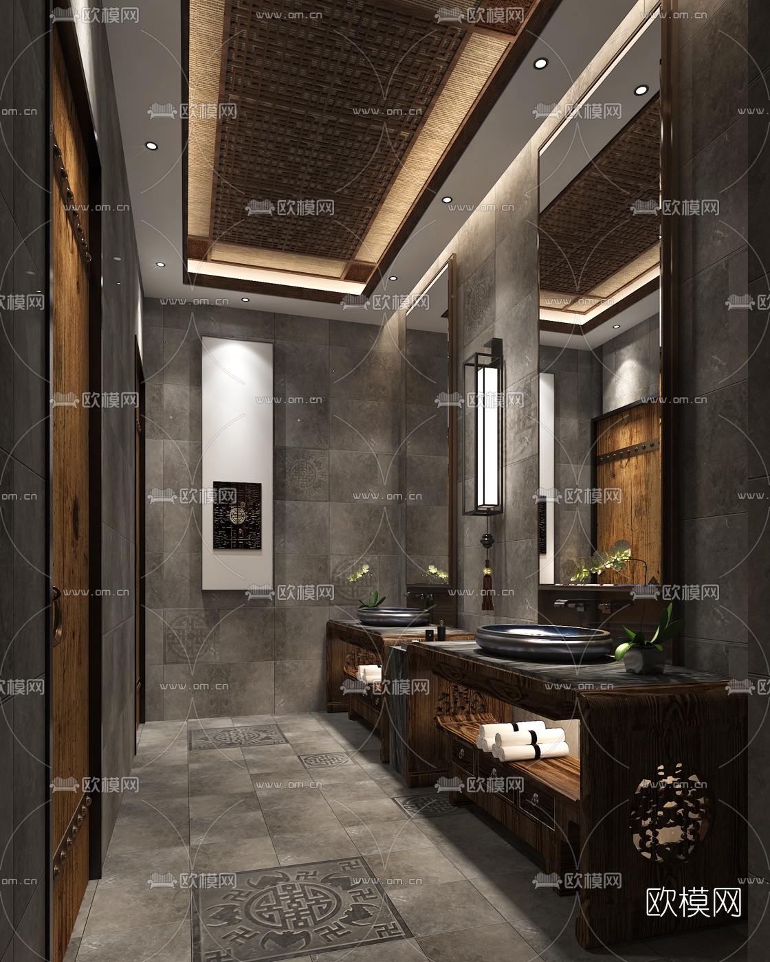 新中式酒店公用卫生间3d模型