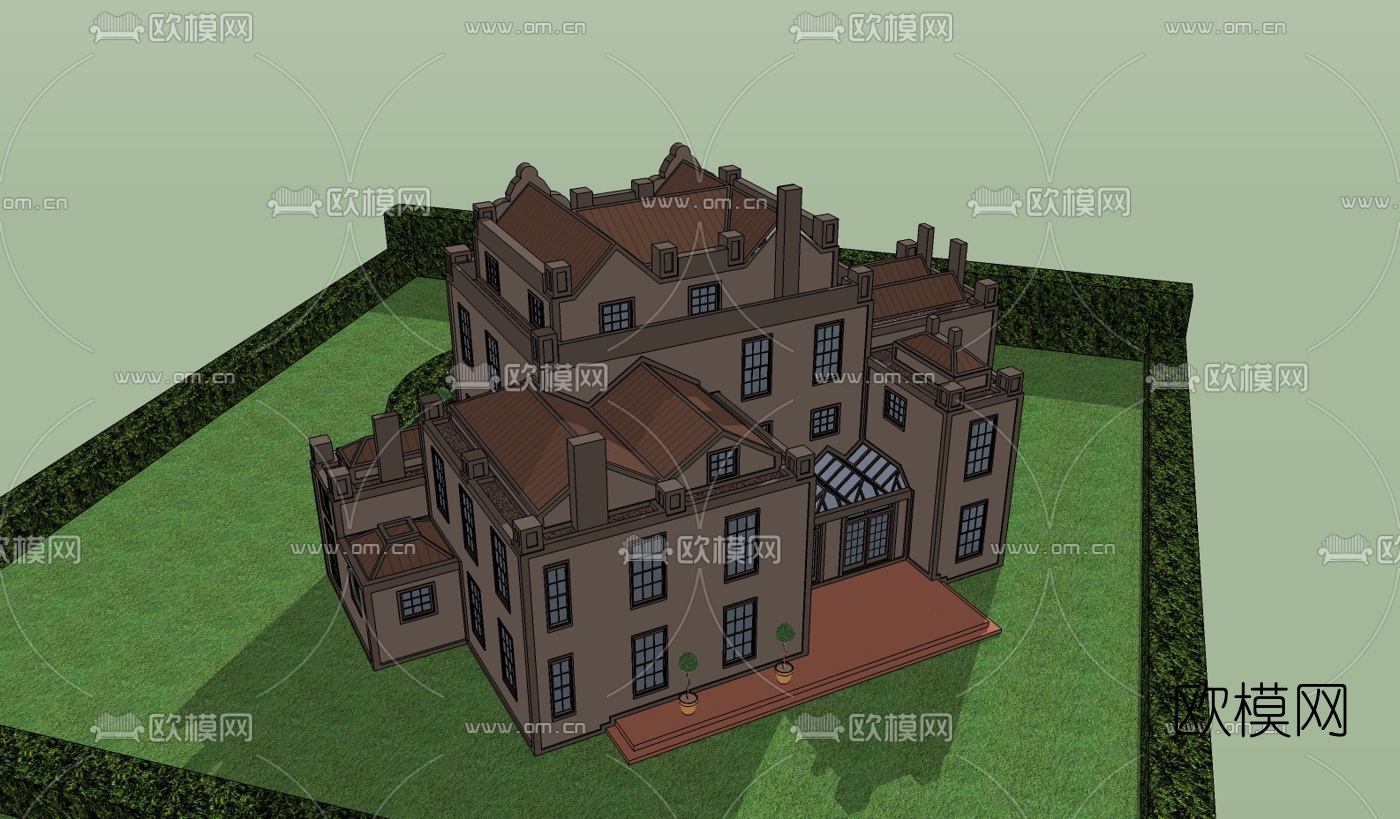 欧式别墅su模型下载（渲染图3）