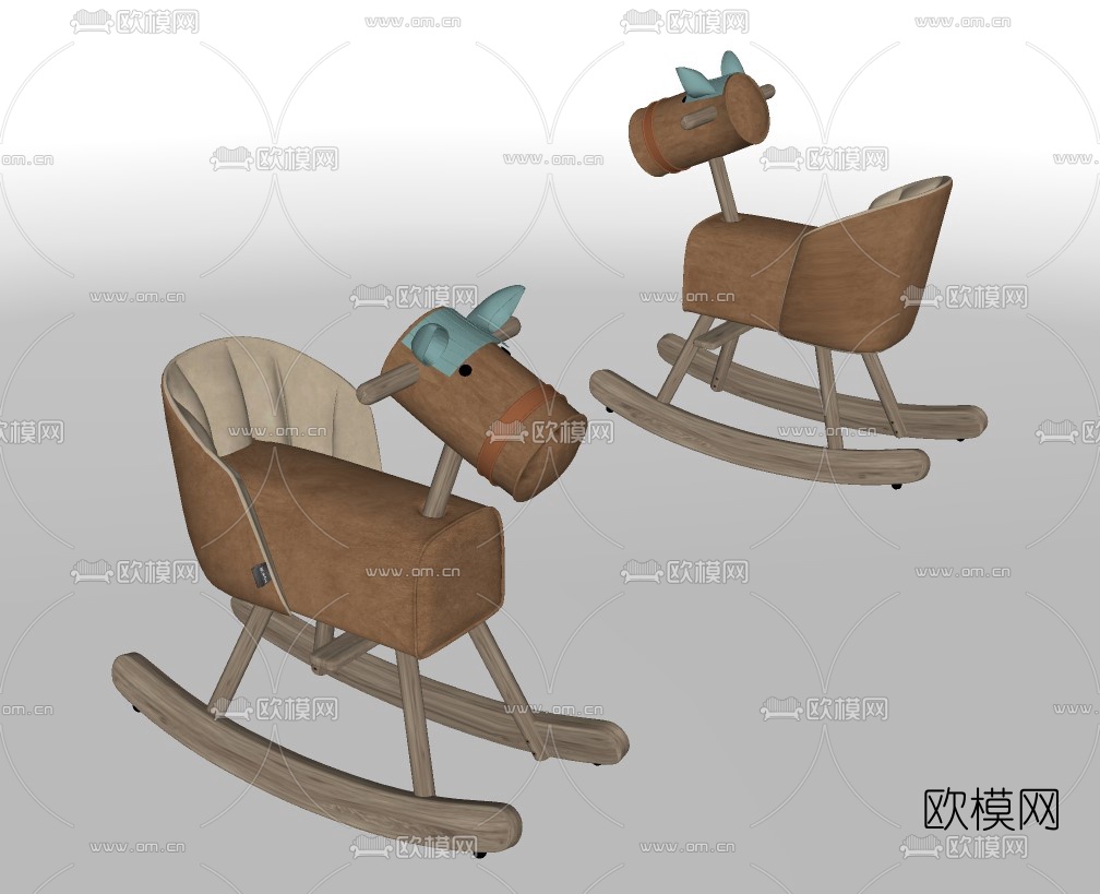 现代儿童木马摇摇椅su模型下载（渲染图2）