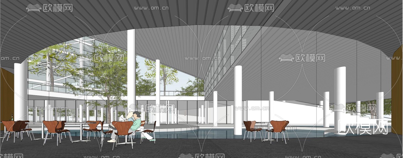 现代办公楼su模型