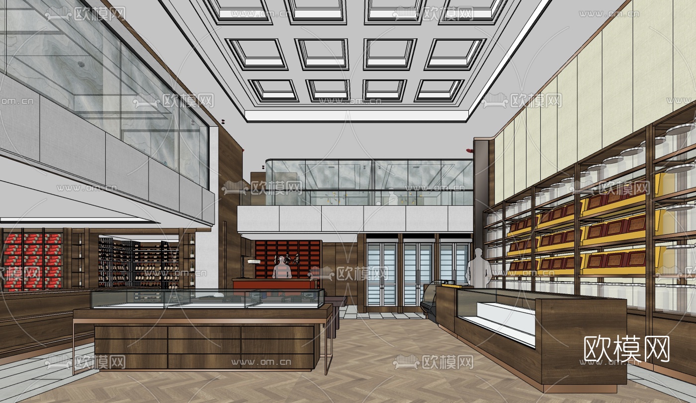 新中式餐厅su模型