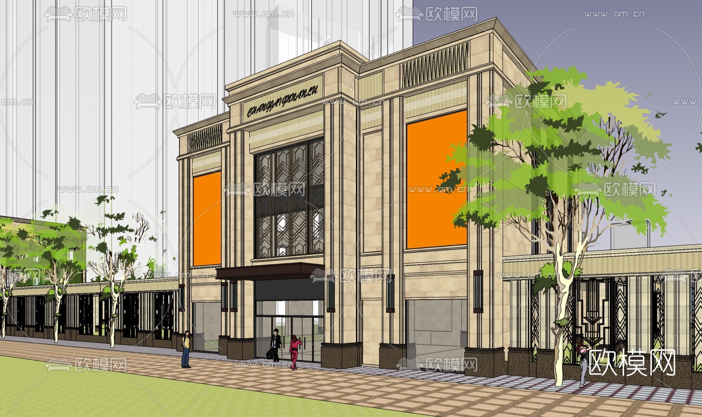 新古典售楼处su模型下载（渲染图3）