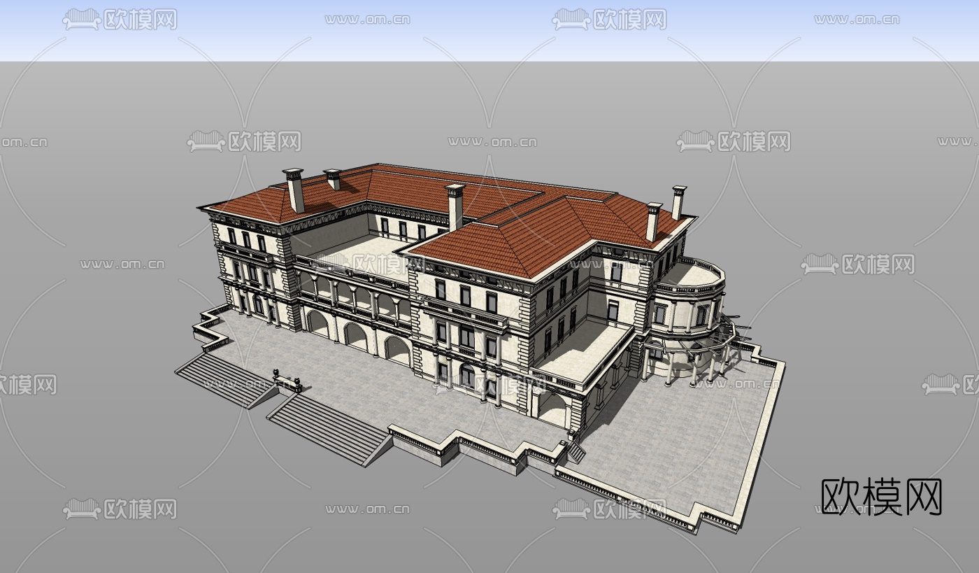 欧式教堂su模型下载（渲染图1）