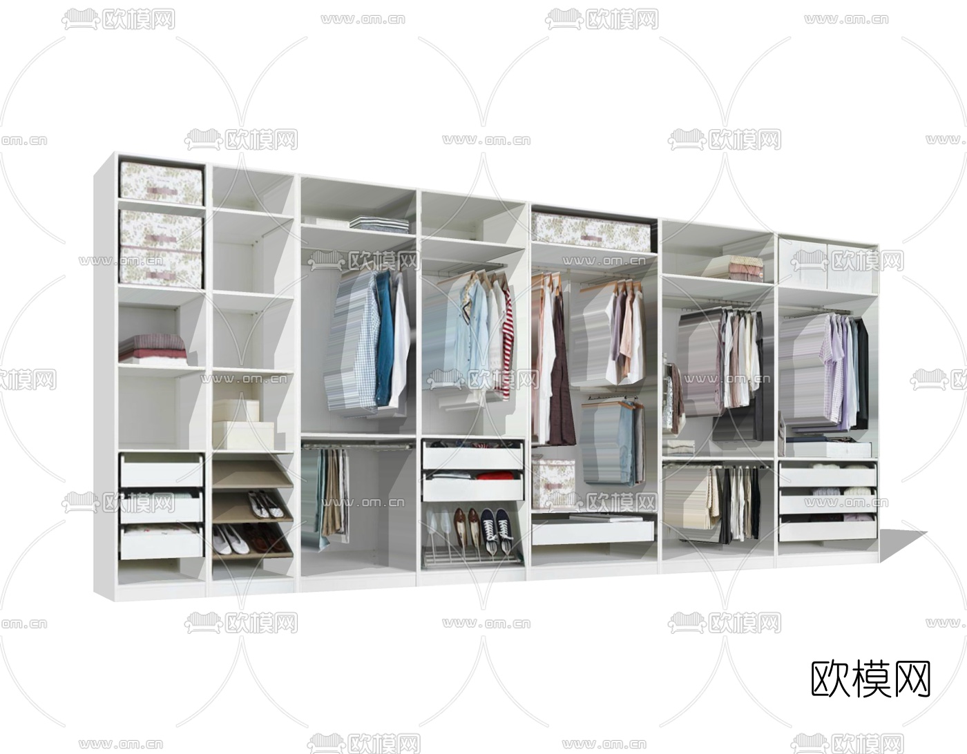 现代衣柜组件免费su模型下载