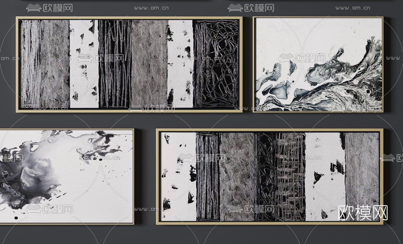 现代抽象装饰挂画3D模型