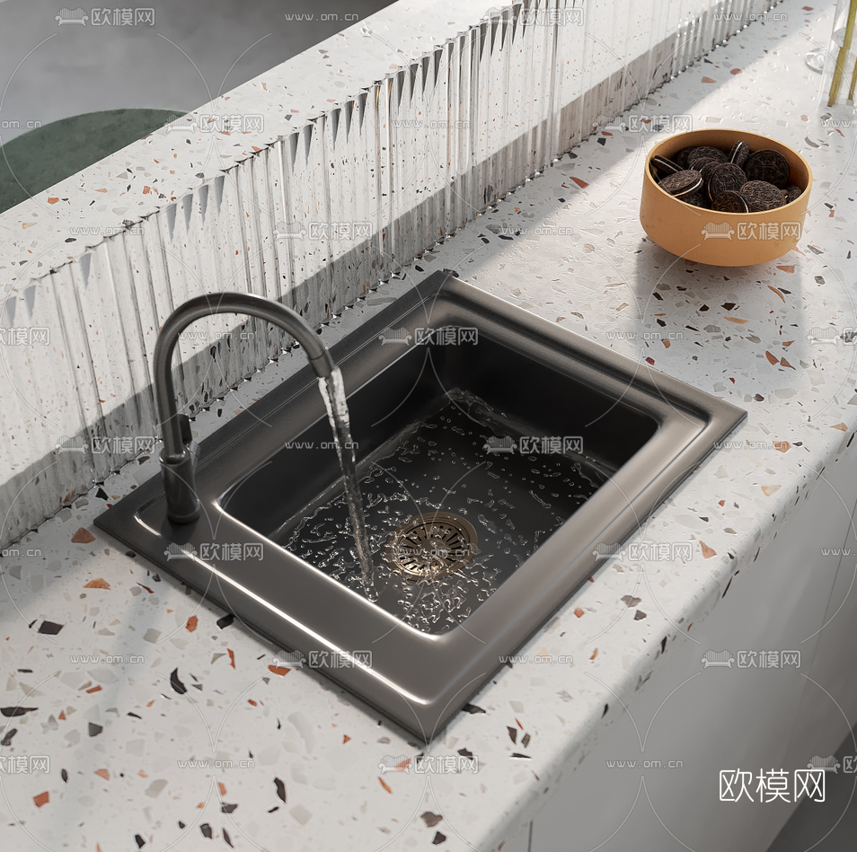 现代办公室茶水间休息区3d模型