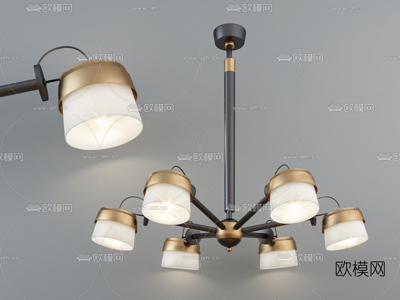 现代金属多头吊灯3d模型