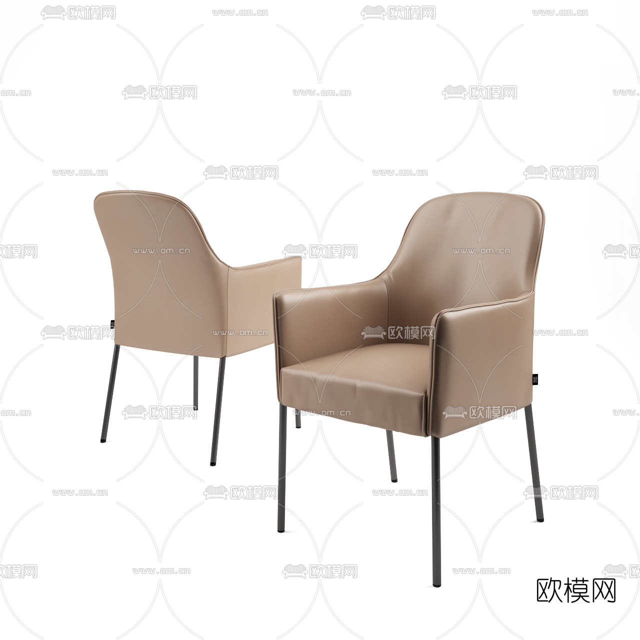 现代皮革单椅su模型