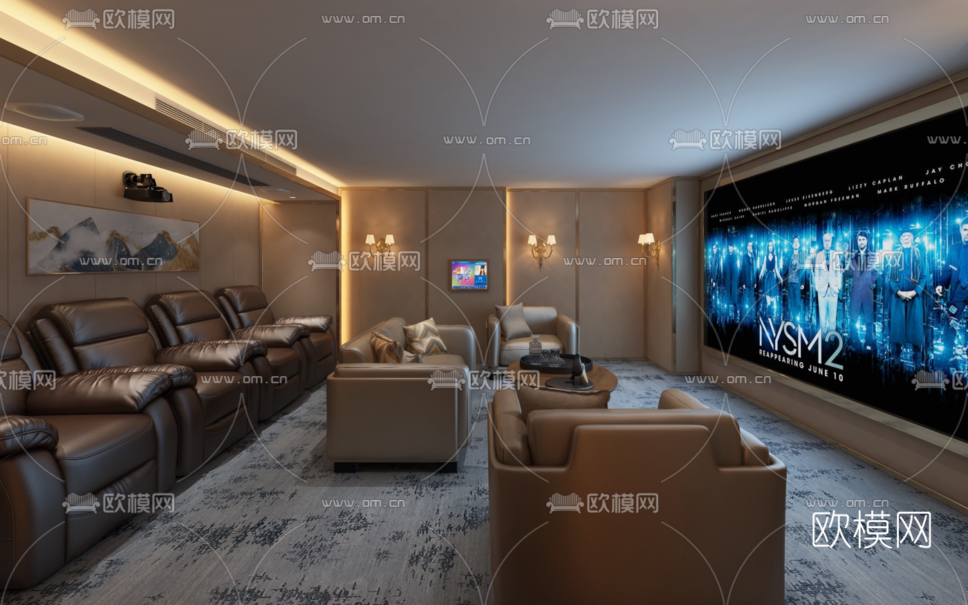 现代影音室视听室3d模型