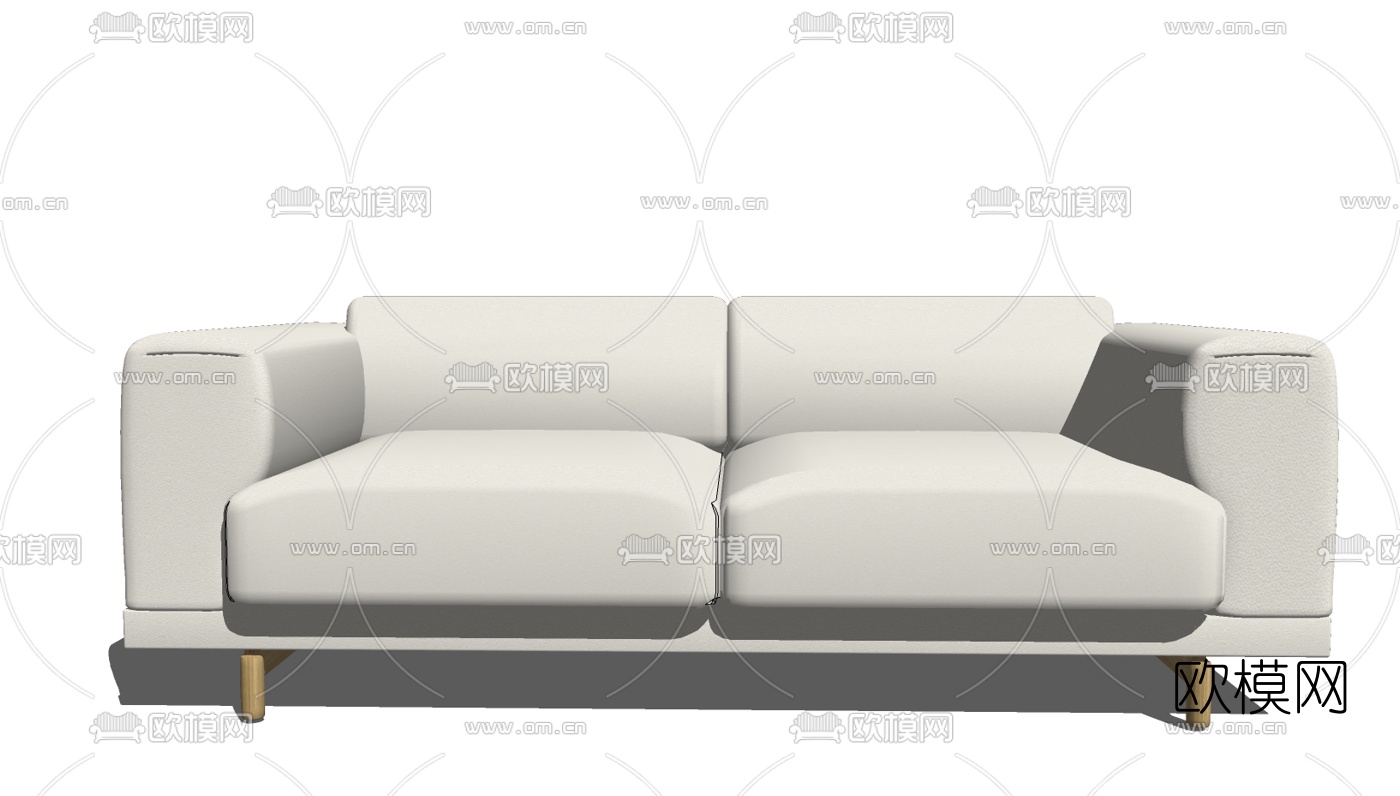 现代皮革双人沙发免费su模型下载（渲染图1）
