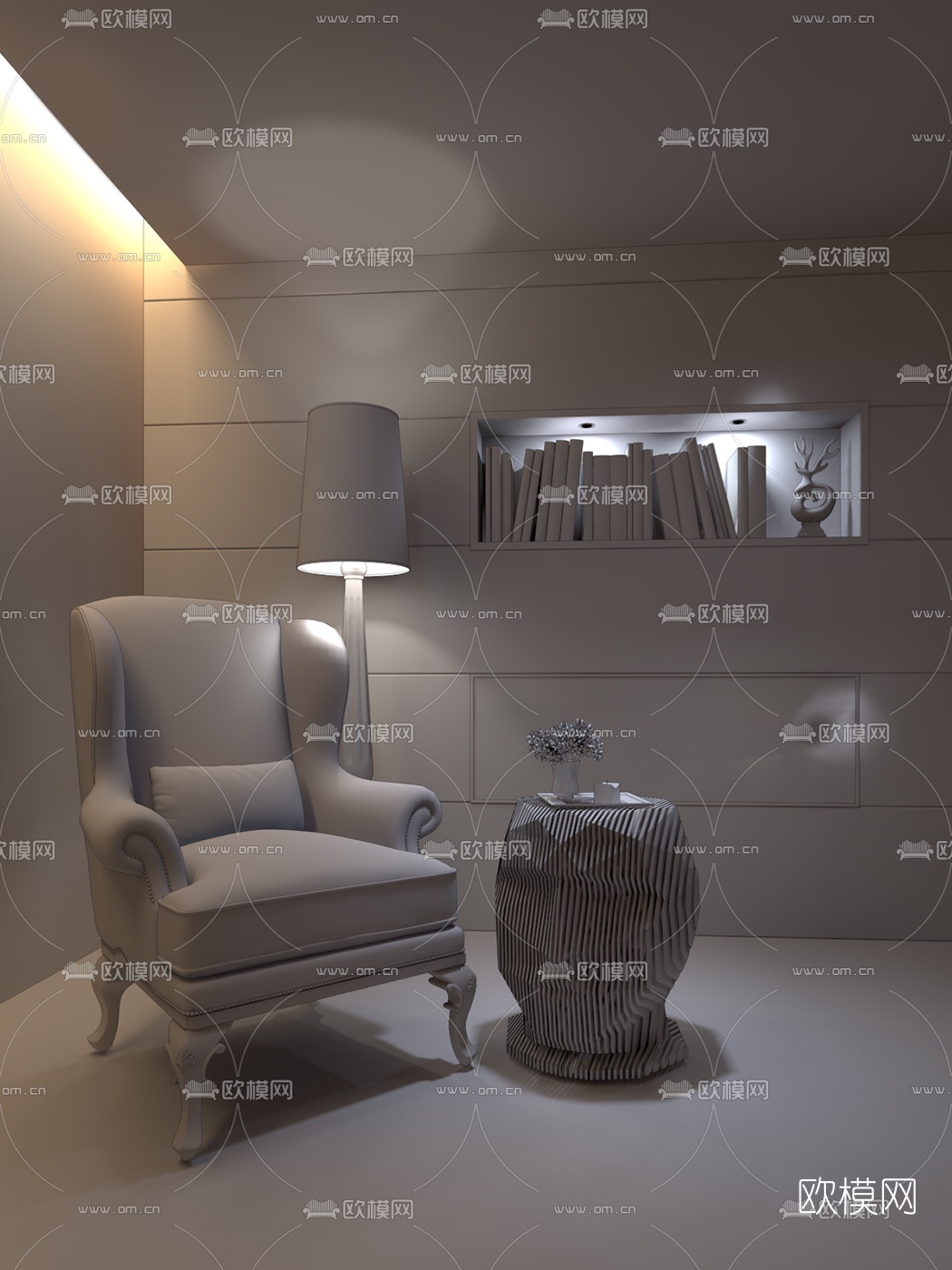 欧式古典单人沙发3d模型