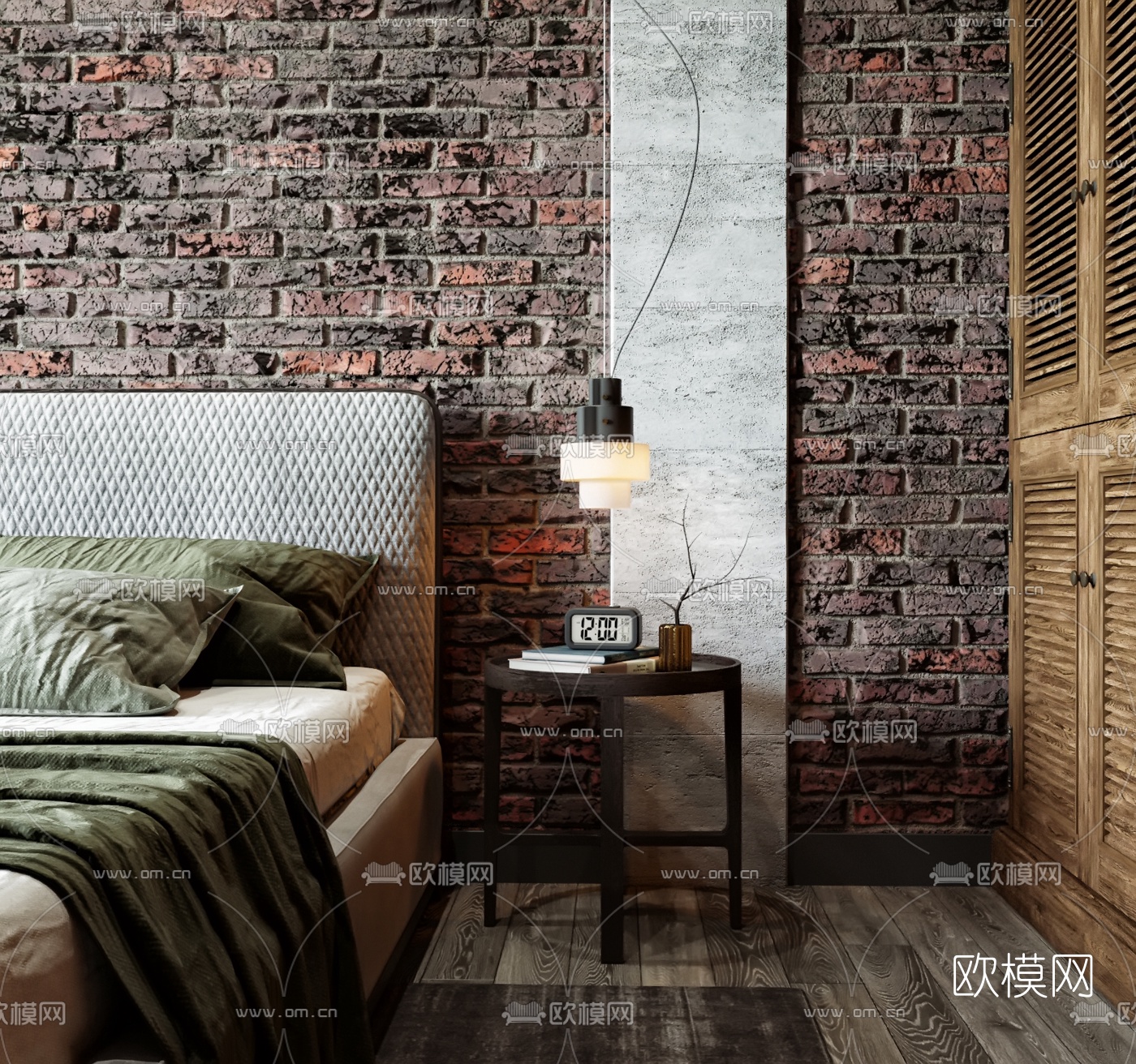 工业风卧室3d模型下载（渲染图3）