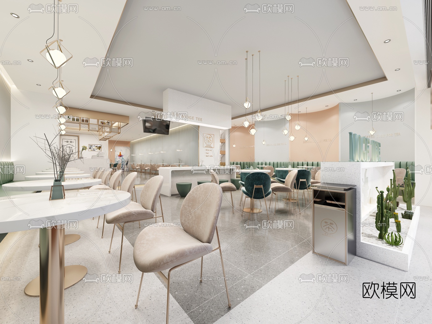 现代奶茶店3d模型