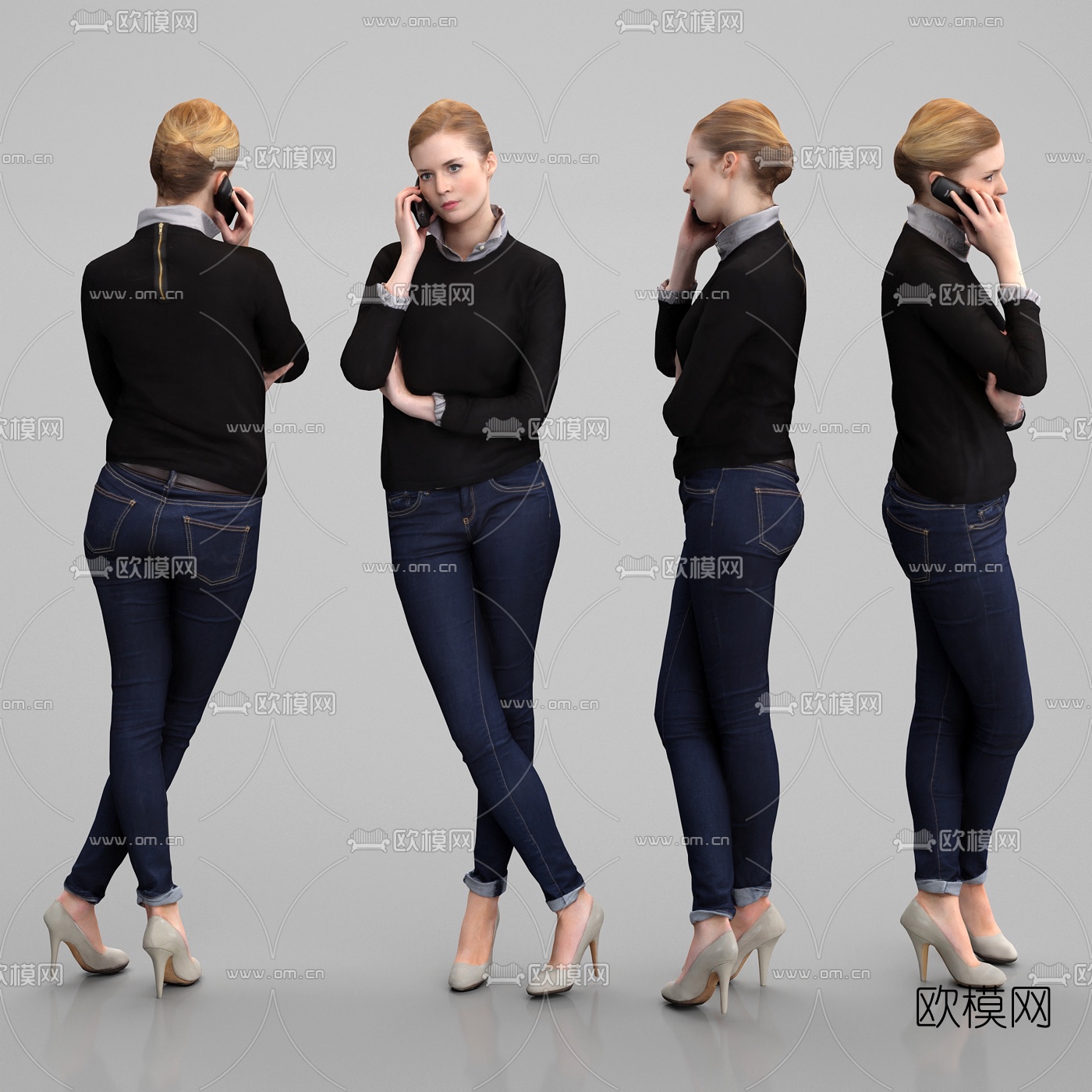 现代女性人物3d模型下载