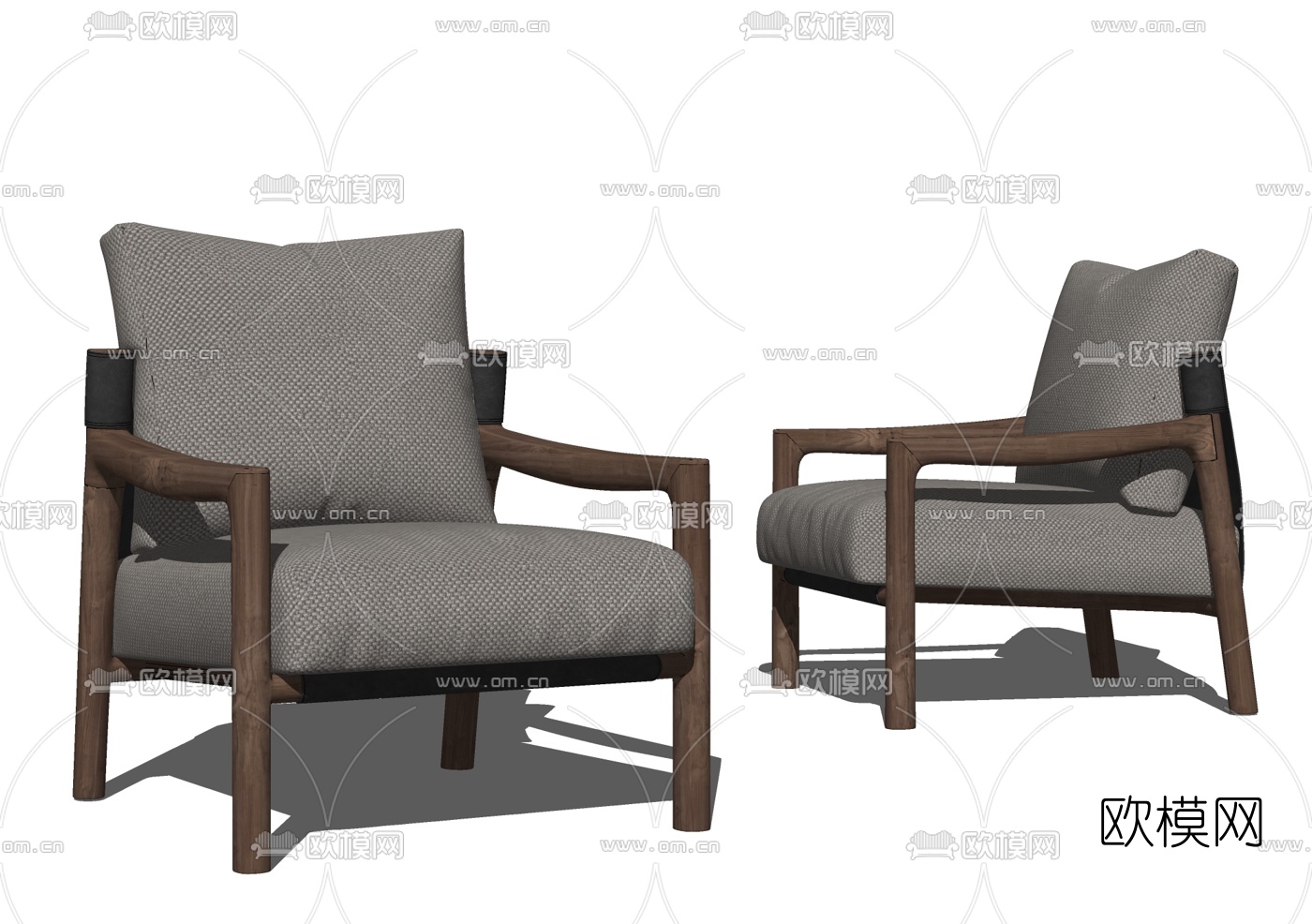 现代布艺休闲沙发su模型下载（渲染图2）