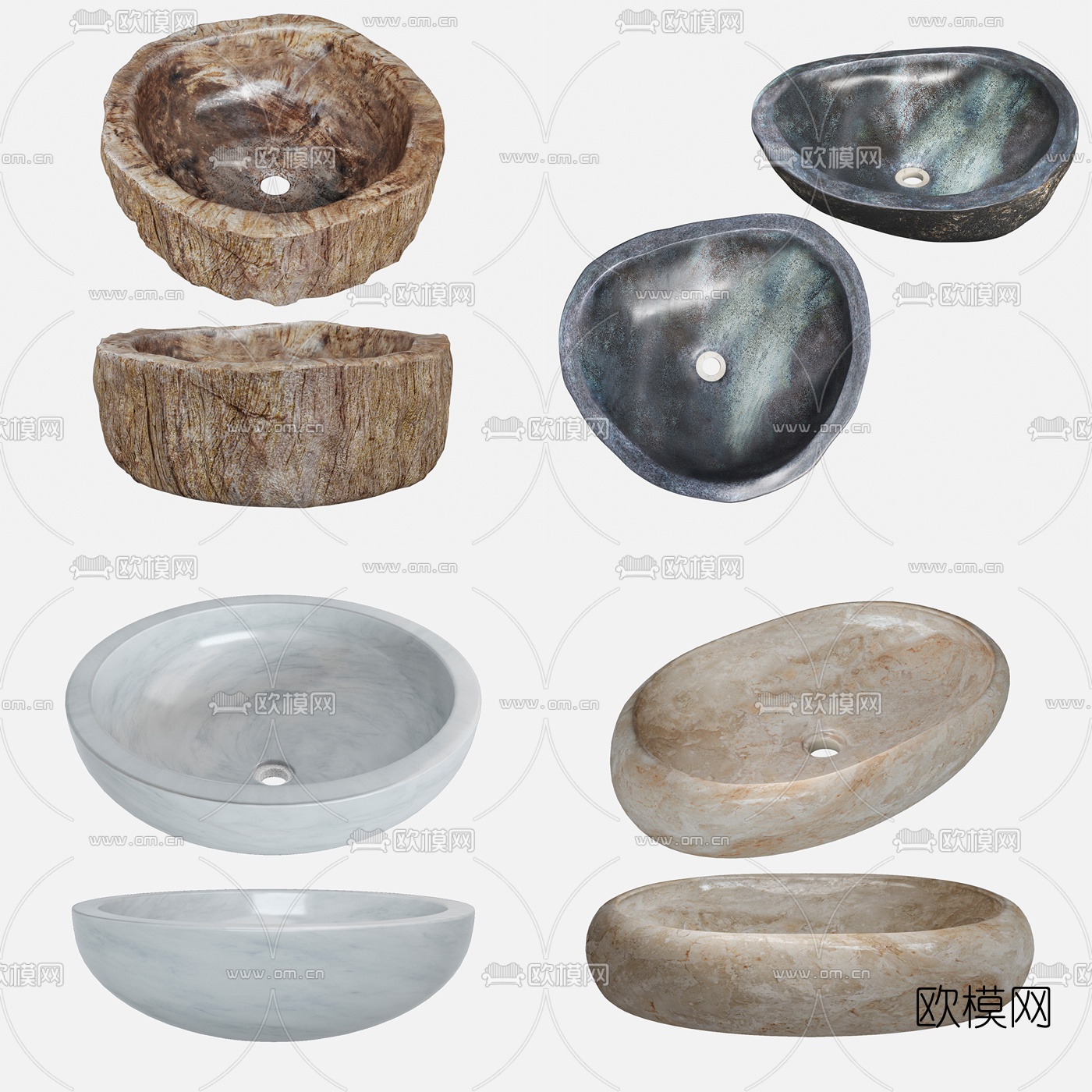 自然风石头洗手盆3d模型下载