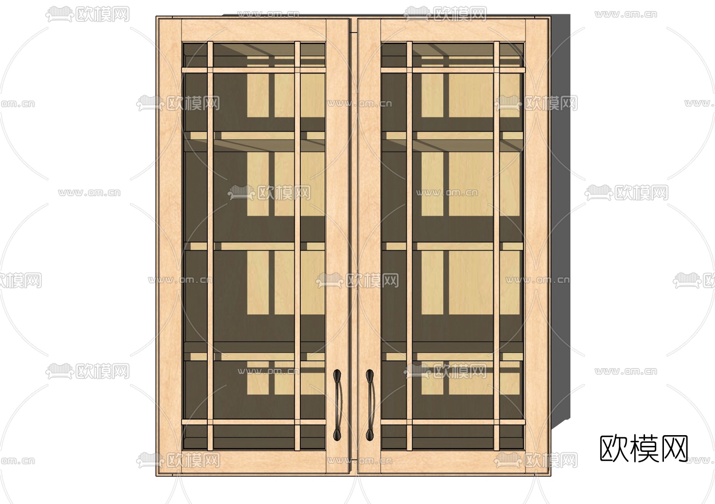 现代实木壁柜免费su模型下载