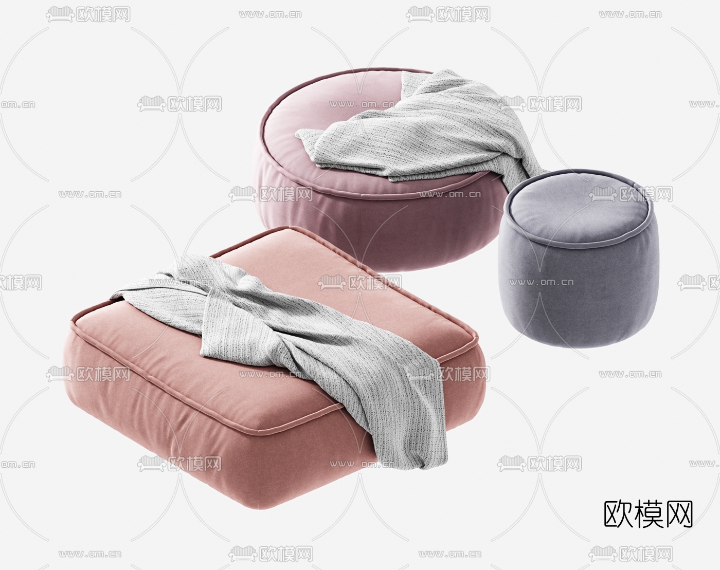 北欧布艺沙发凳3d模型下载（渲染图3）