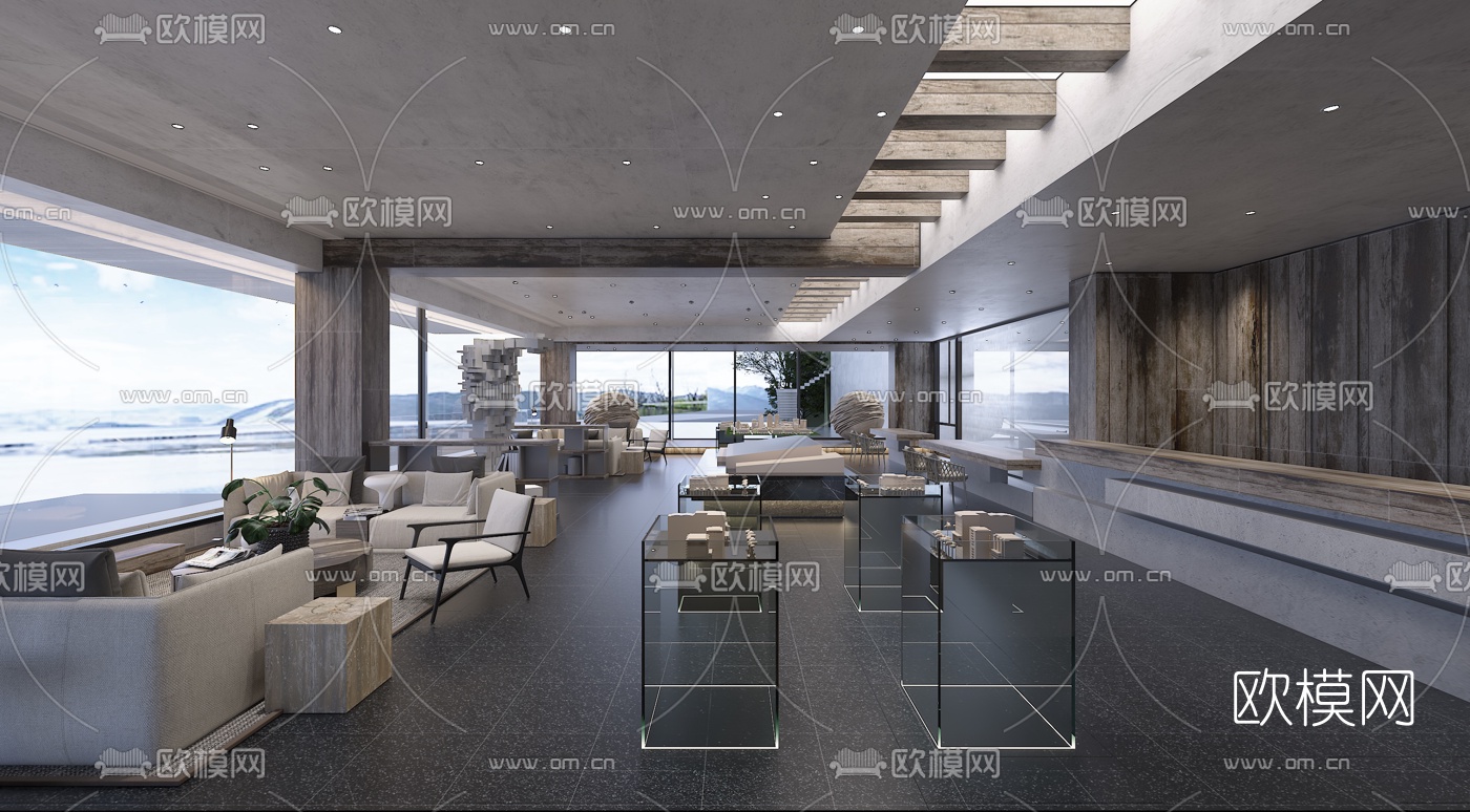 现代售楼部洽谈区3d模型-免费3dmax模型库-欧模网