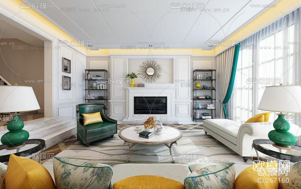 黄志达欧式客厅空间3D模型下载