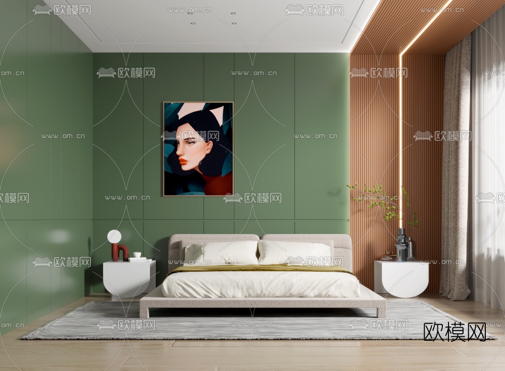 现代简约卧室3d模型