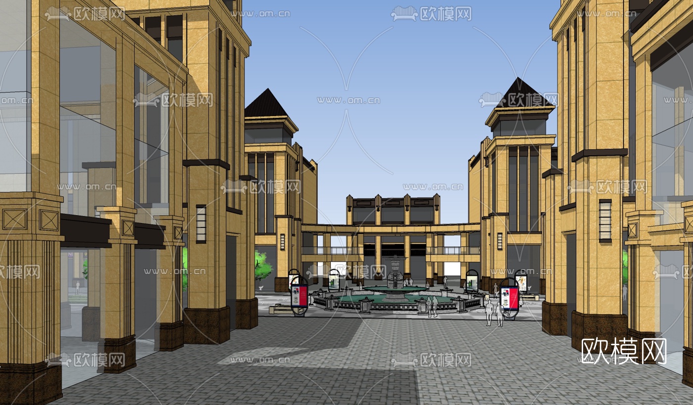 欧式商业街su模型下载（渲染图2）