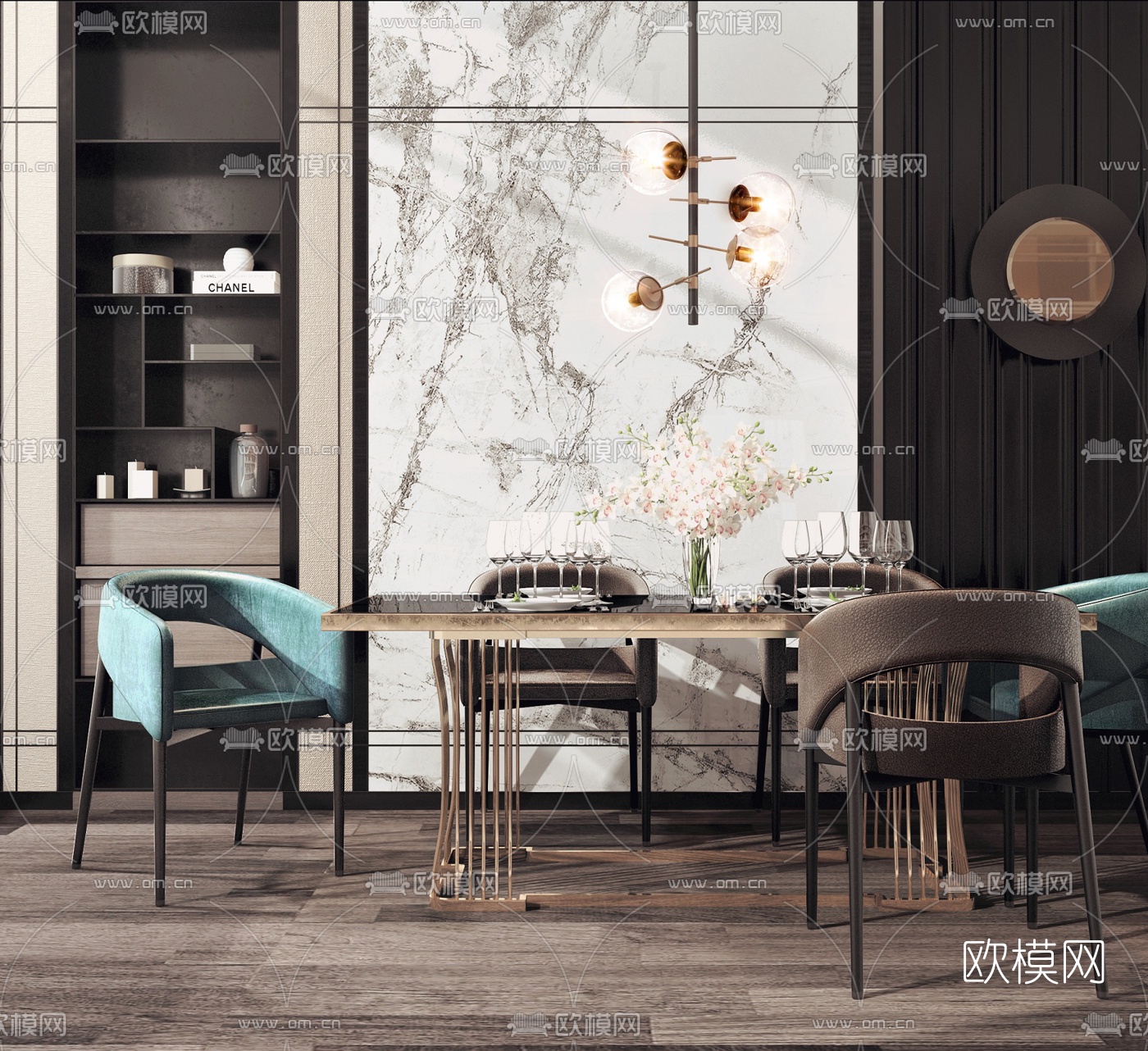 现代轻奢餐桌椅3d模型