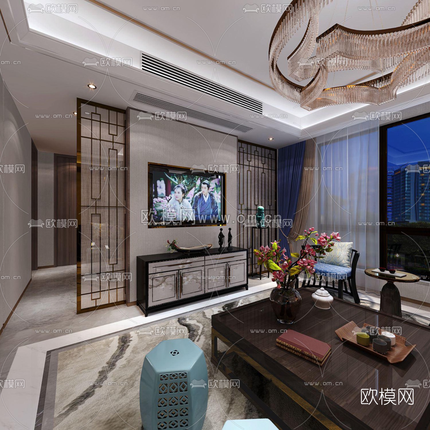 李益中中式客厅3D模型
