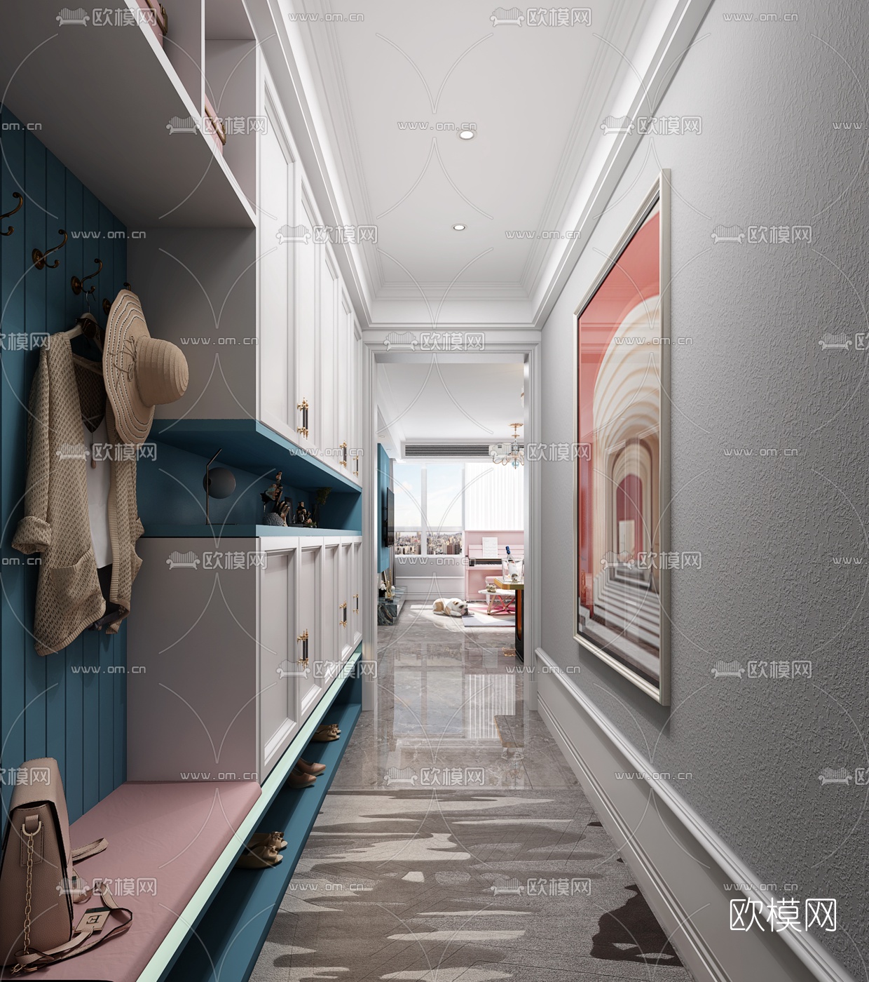 简欧门厅过道3d模型