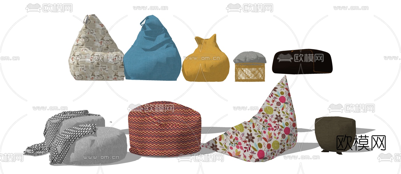 现代懒人沙发组合su模型下载