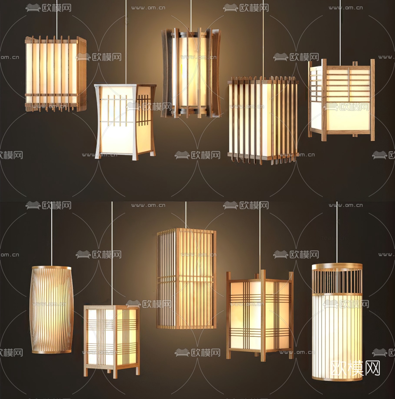 日式禅意吊灯3d模型下载