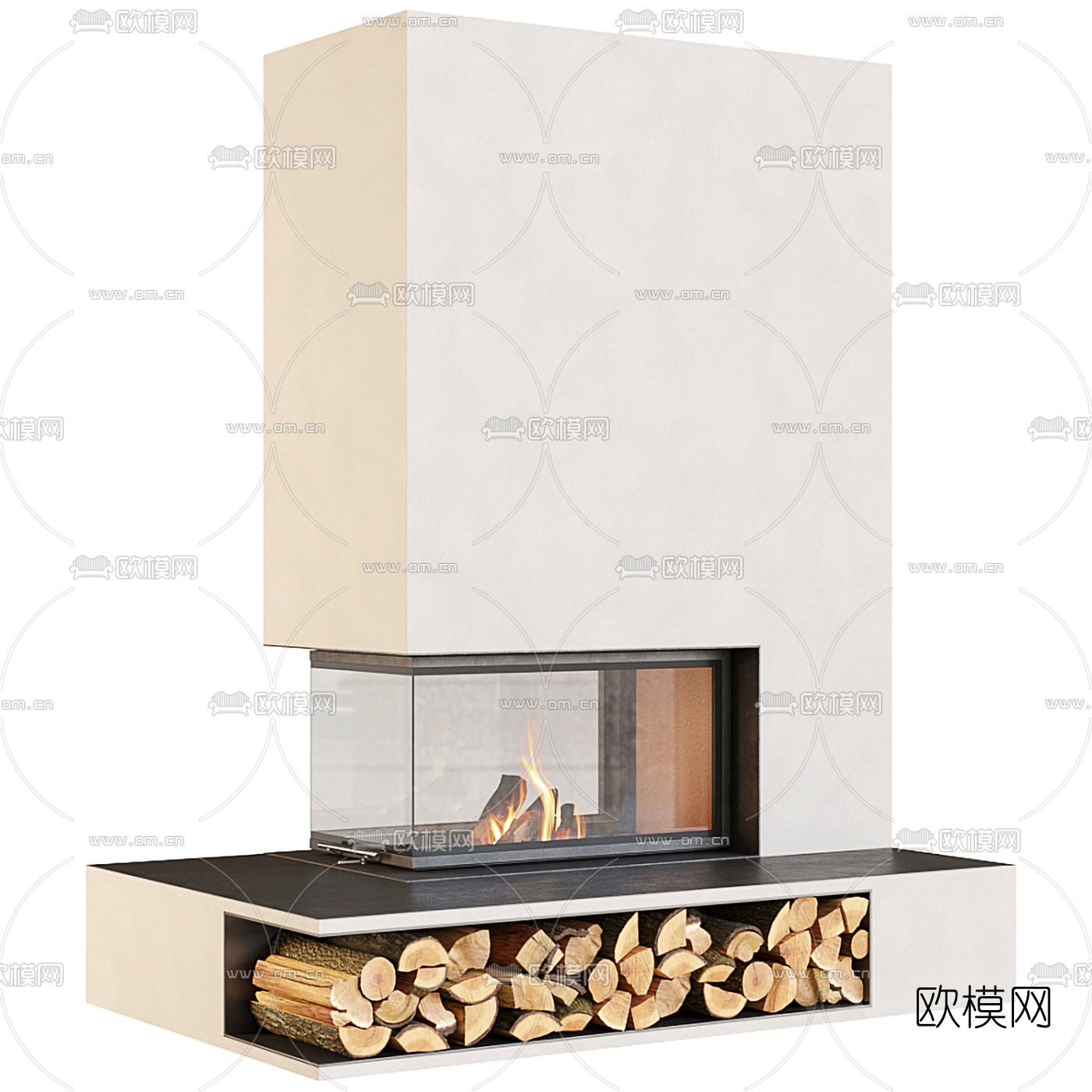 现代壁炉3d模型下载（渲染图1）